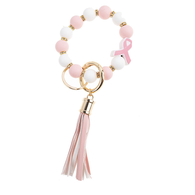 Wholesale Silicone Beaded Bracelet Keychain