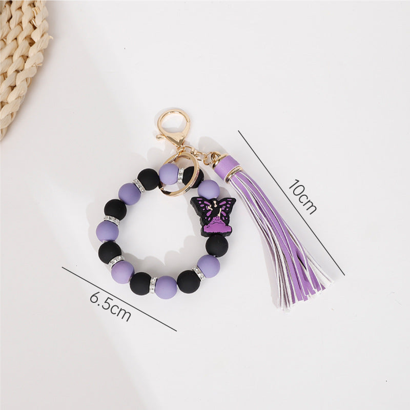 Wholesale 10pcs New Halloween Ghost Butterfly Fairy Silicone Tassel Wrist Keychain