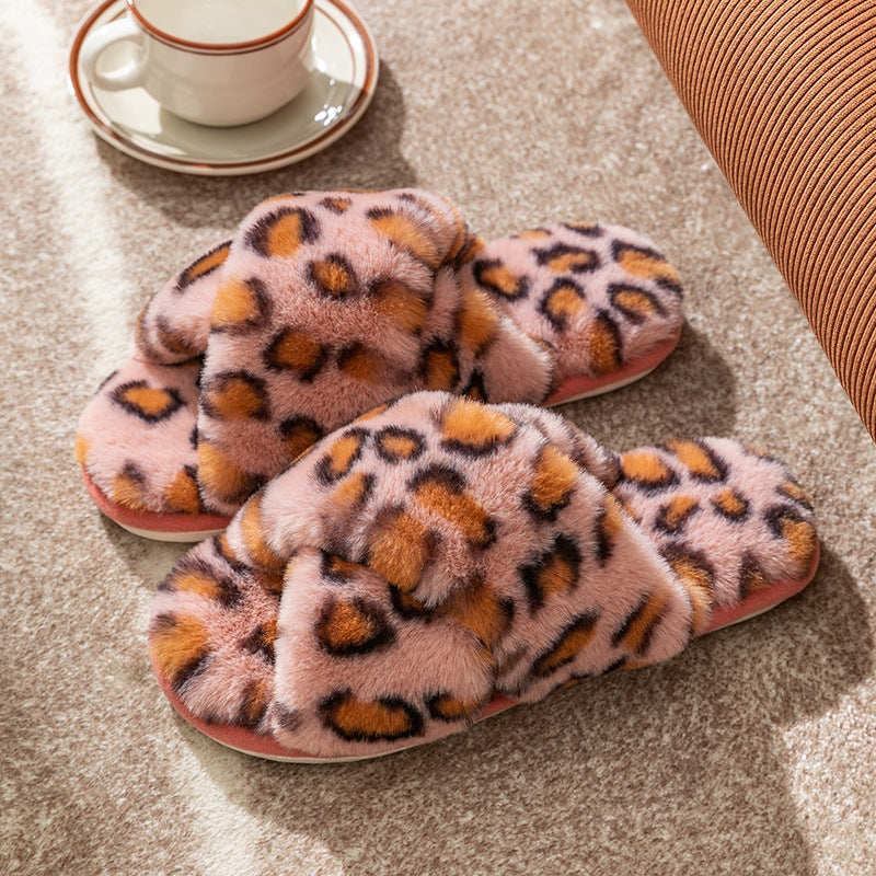 Zapatillas de peluche con estampado de leopardo al por mayor
