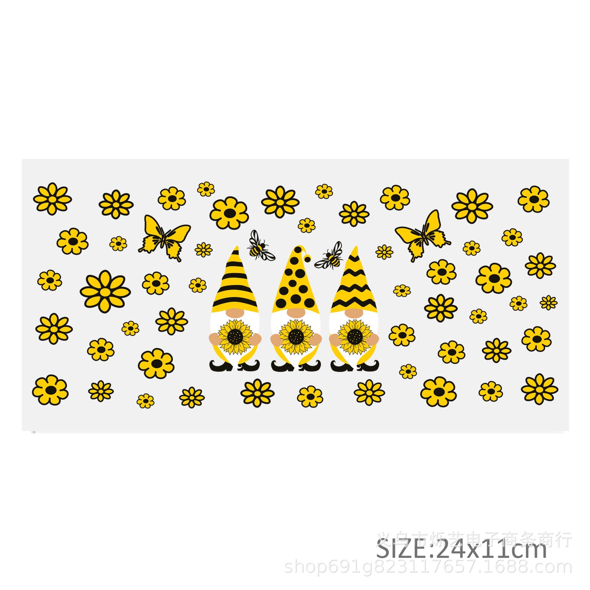 Wholesale 5pcs Sunflower Rainbow Series UV DTF Transfer Crystal Cup Sticker 24cmX11cm