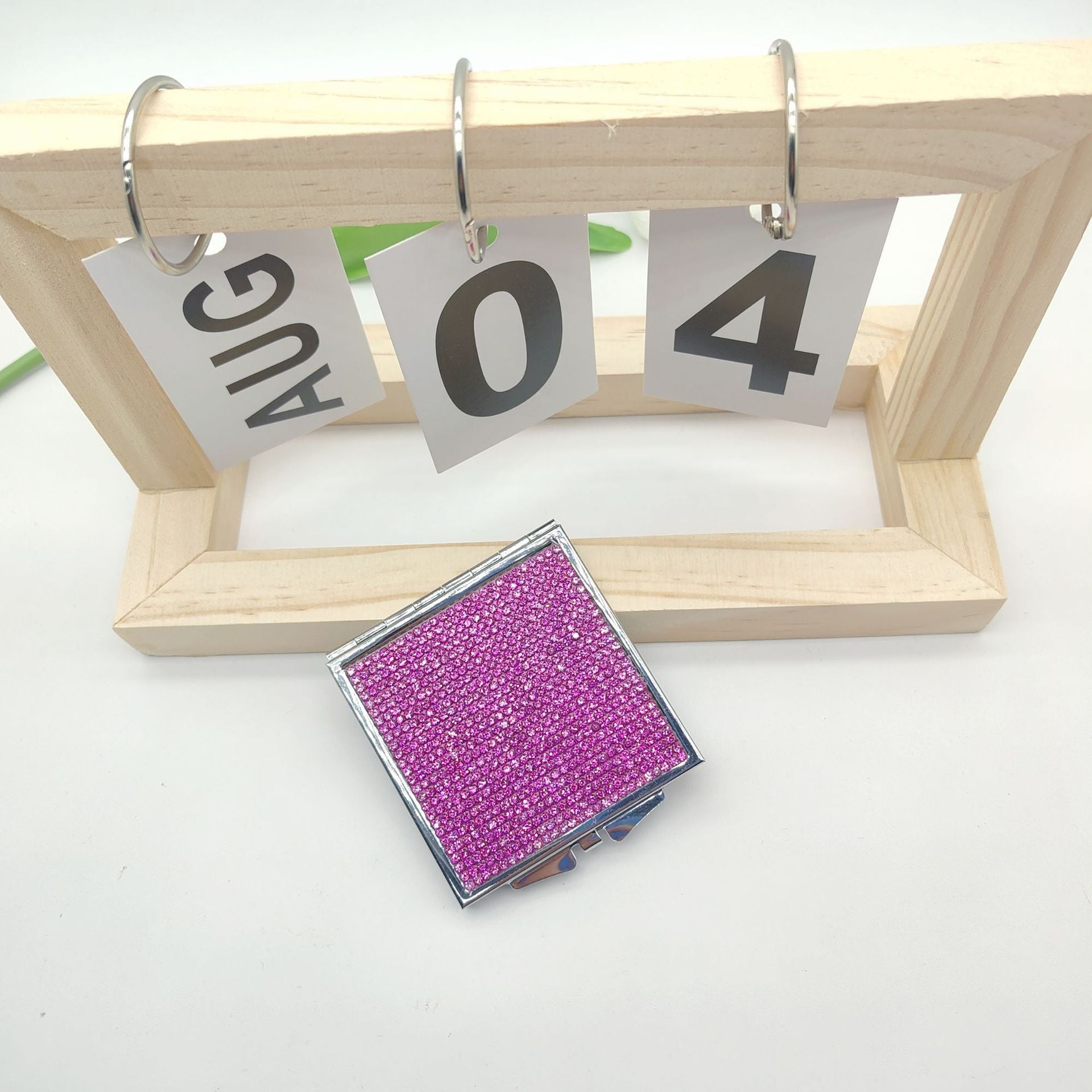 Wholesale fashion block metal cross-border rhinestone fashion folding makeup mirror