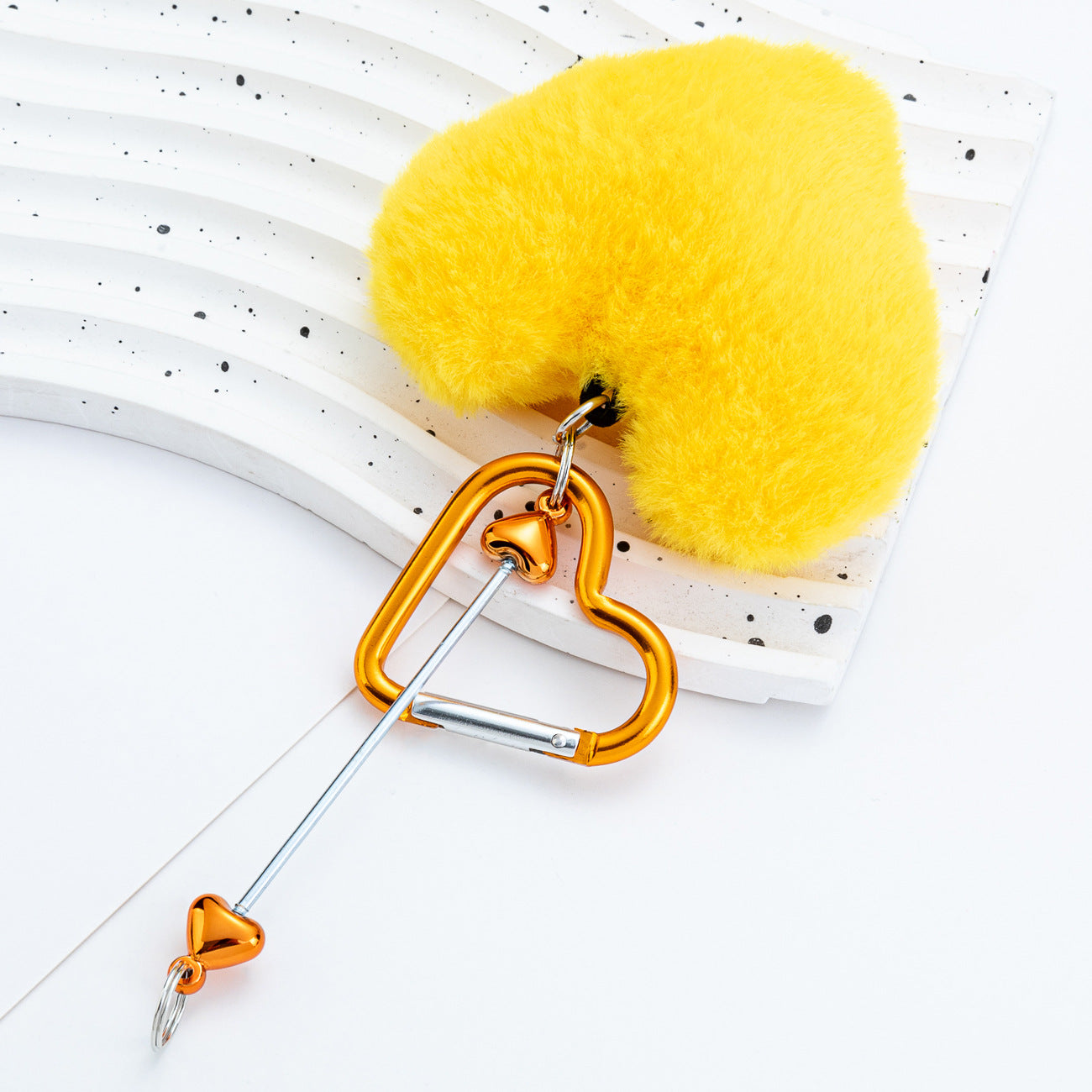 Wholesale New DIY beadable PomPom love mountaineering buckle plush keychains