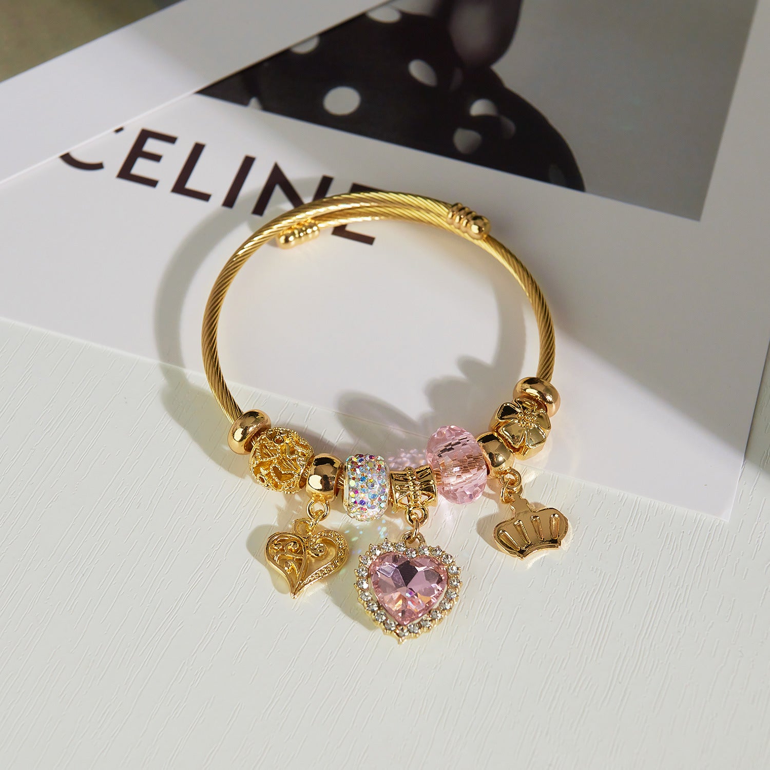 Wholesale Valentine's Day Crown Love Zircon Stainless Steel Bracelet