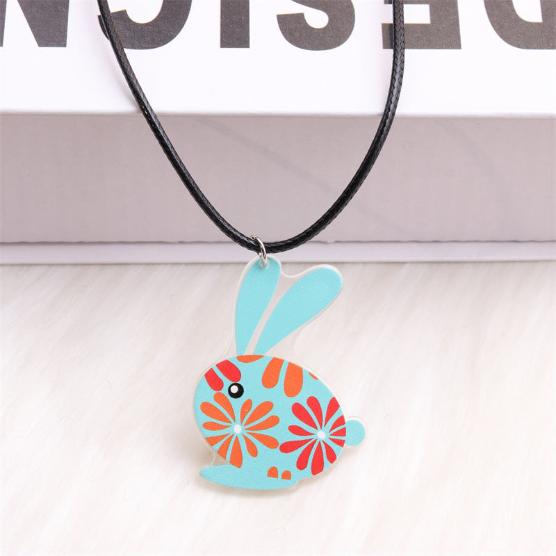 Wholesale Easter White Rabbit Basket Chick Acrylic Necklace