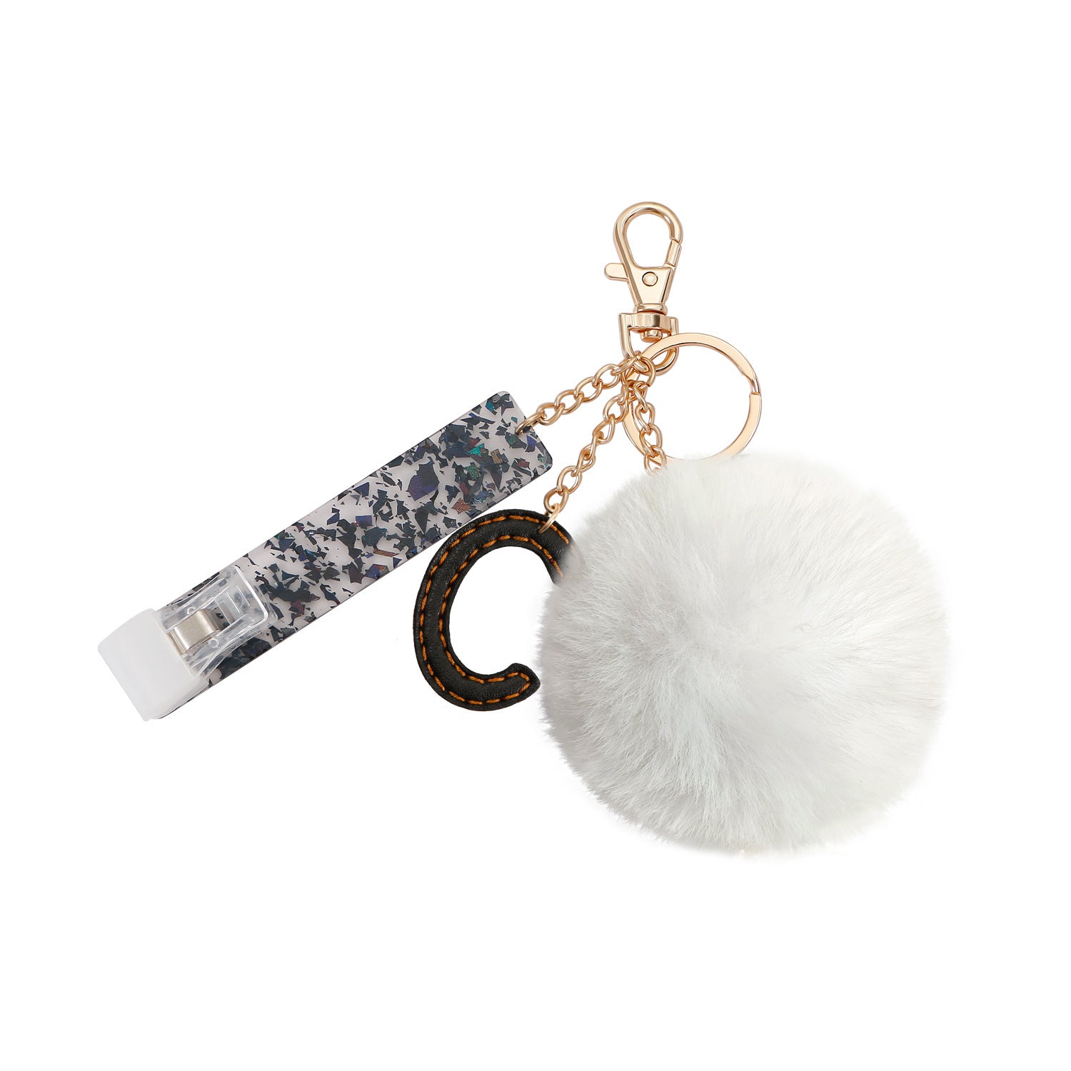 Wholesale ATM Card Reader Letters A-D Fur Ball Alloy Keychain