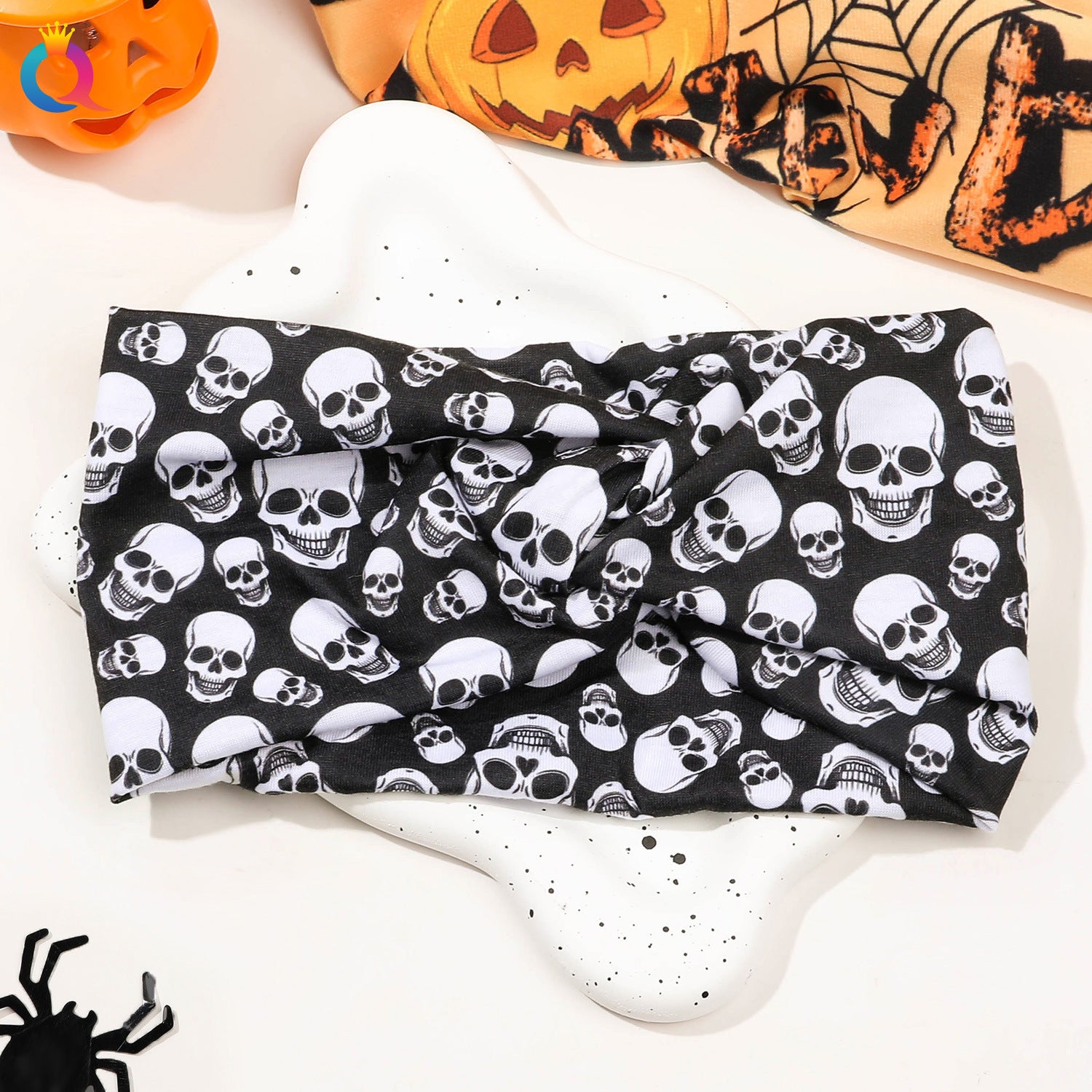 Wholesale Cross Border Halloween Skeleton Ghost Face Wash Hair Bands Scary Flat Cross Hair Ties
