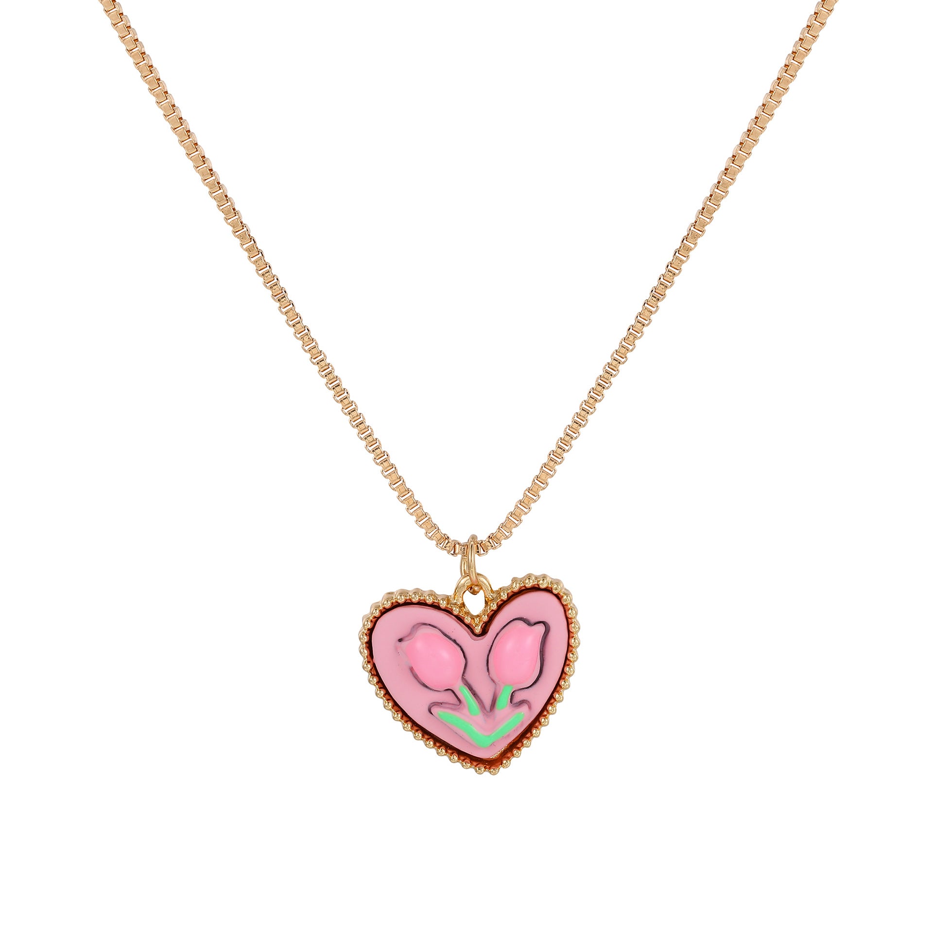 Collares de aleación de aleación de aleación al por mayor Tulip Flowers Love Heart Heart