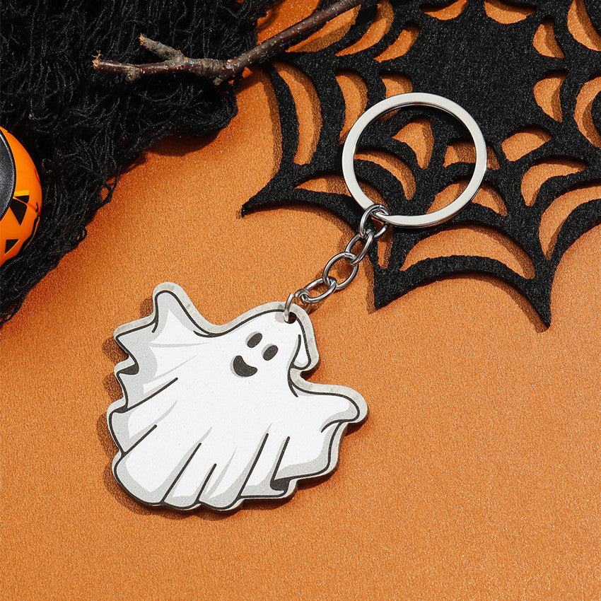 Wholesale Halloween Bat Pumpkin Spooky Spider Skull Cat Wooden Keychain