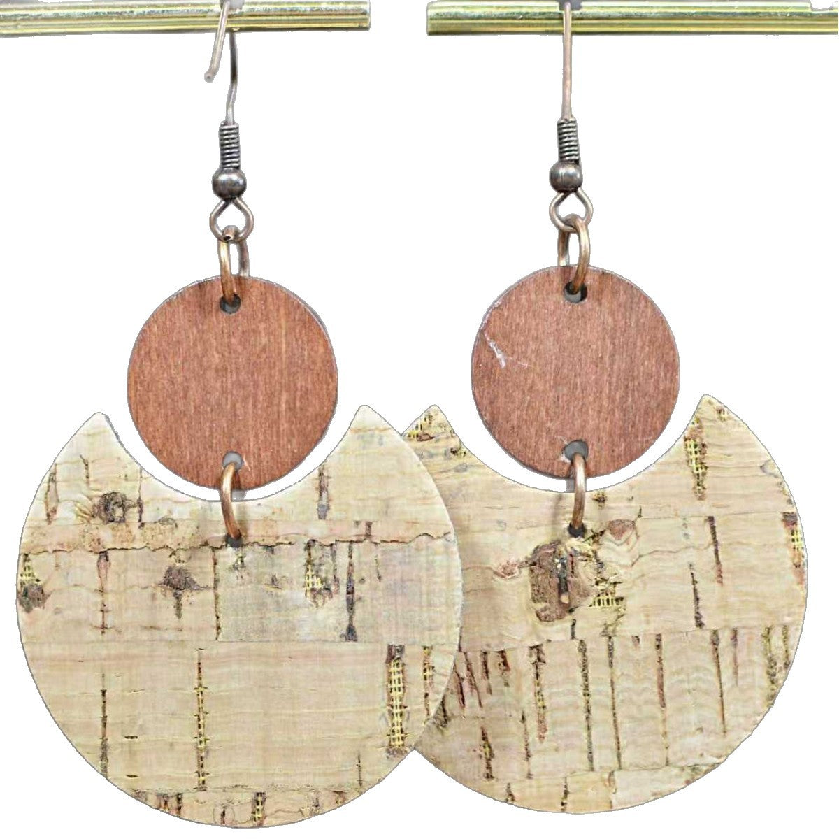 Wholesale Cork and leather dog paw crescent earrings