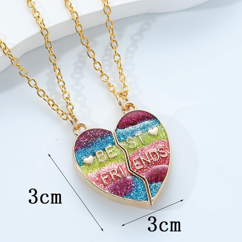 Wholesale Engraved Magnetic Gradually Changing Color Heart Necklaces