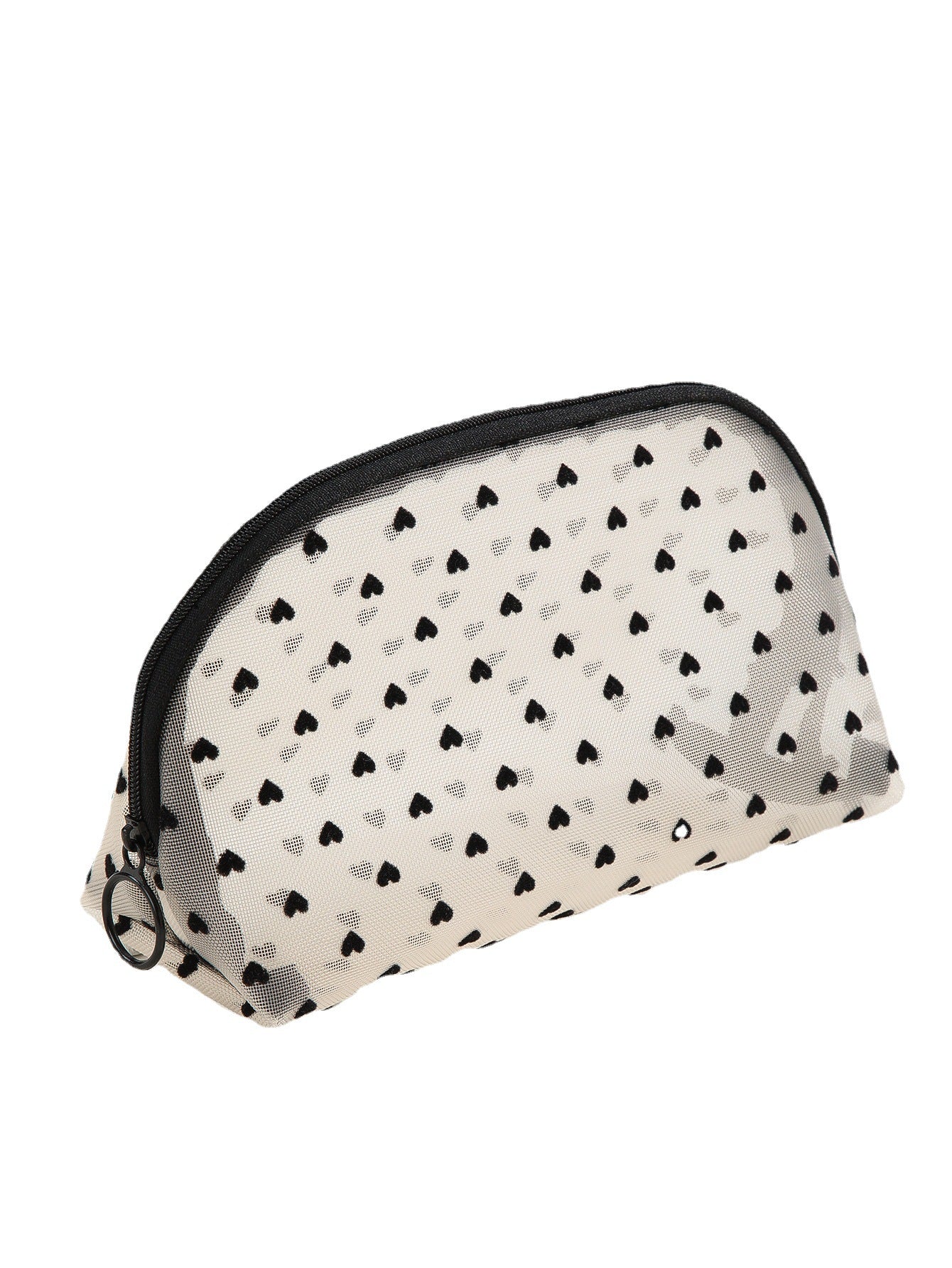 Wholesale Love Mesh Cosmetic Bag Triangular Semicircle Mini Hollow Storage Bag