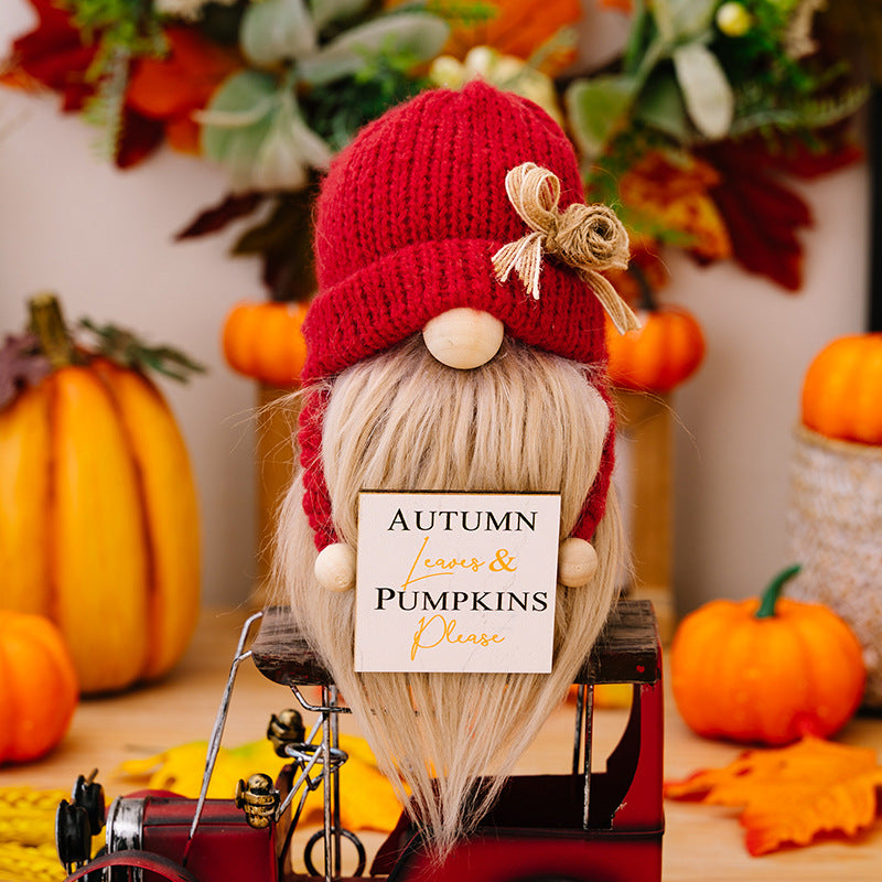 Wholesale Doll Country Dwarf Orange Thanksgiving Autumn Polyester Ornaments