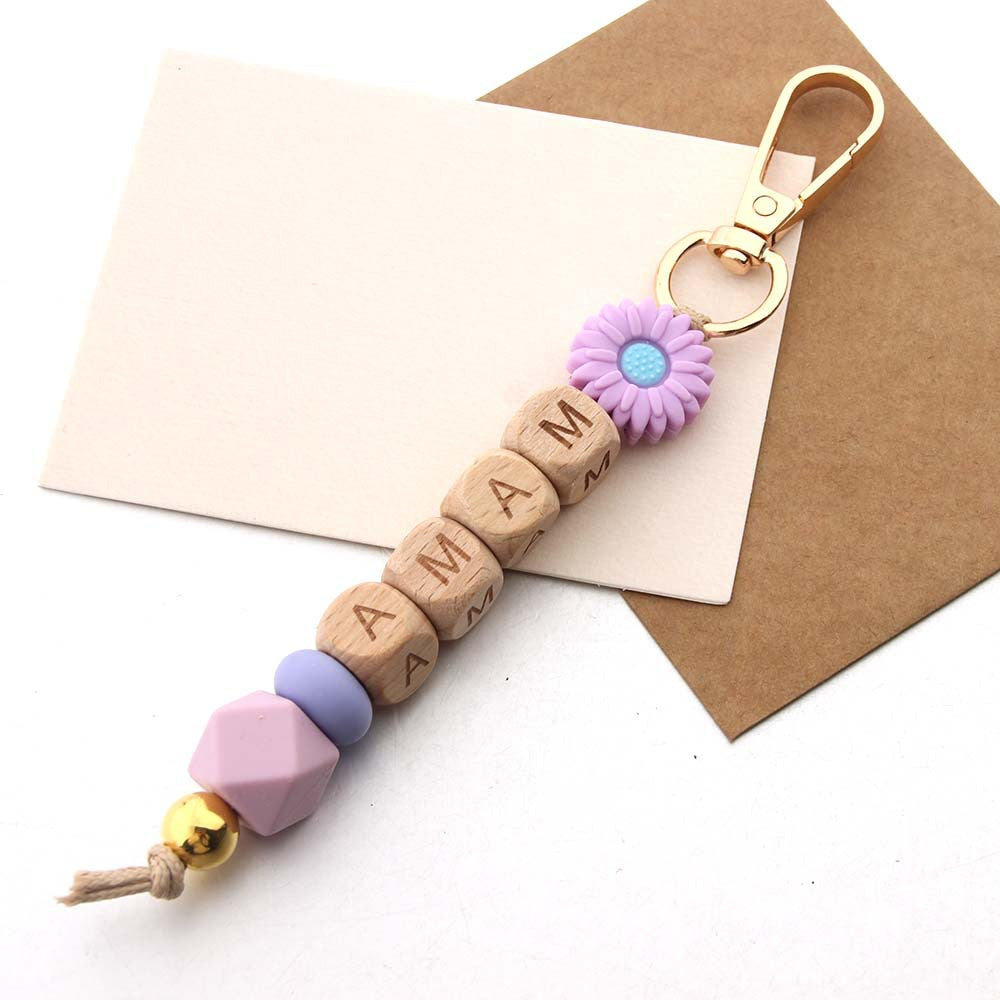 Wholesale Silicon Daisy Silicone Beads Keychain