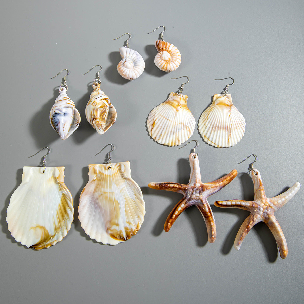 Wholesale 10pcs  Vintage Beach Style Conch Shell Acrylic Earrings