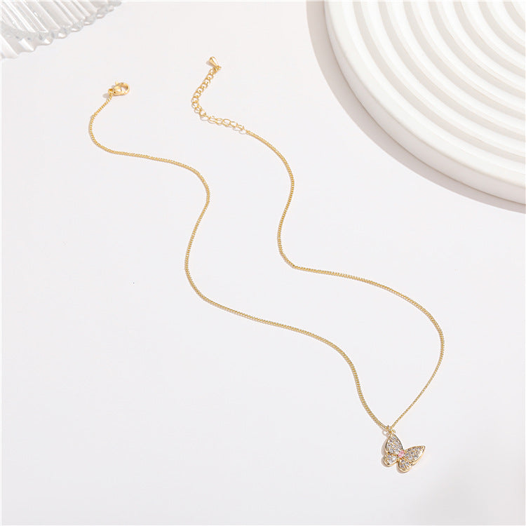 Wholesale Micropaved Zirconia Butterfly Necklace Collarbone Chain