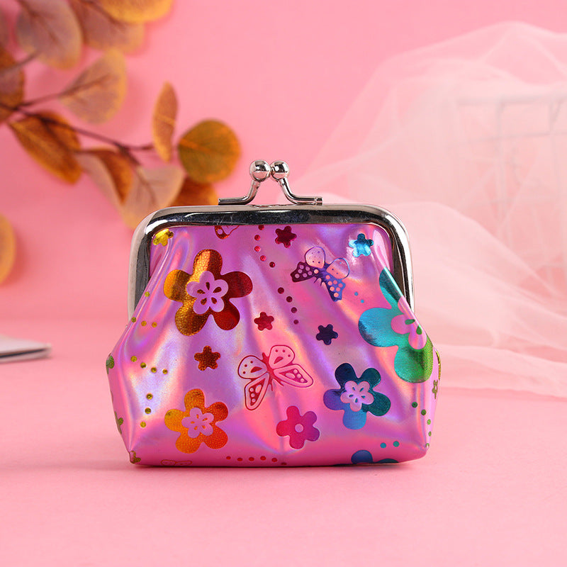 Wholesale leather small flower sequin buckle coin purse