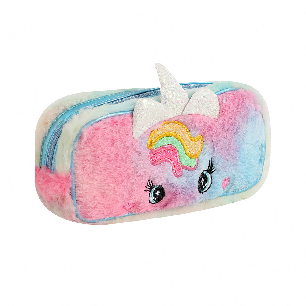 Wholesale Cartoon Unicorn Pencil Case Children' s Plush Pencil Case