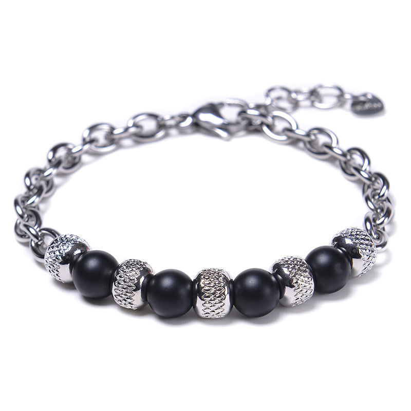 Wholesale Stainless Steel Natural Stone Beaded Men's Bracelet