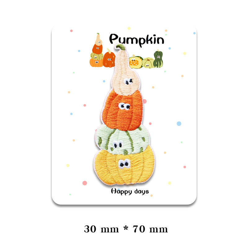 Wholesale Self-adhesive funny pumpkin embroidered patch FS