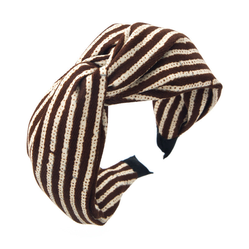 Wholesale Fashionable Small Fresh Striped Color-blocked Fabric Cross-twisted Headband