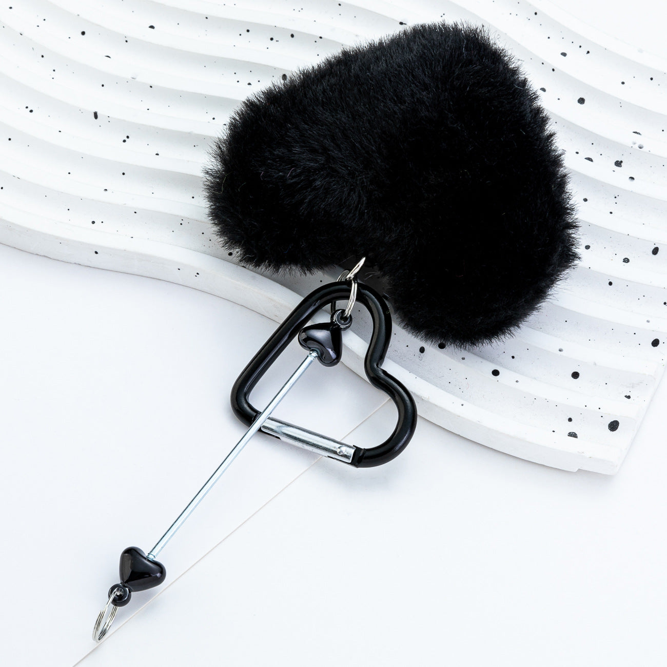 Wholesale New DIY beadable PomPom love mountaineering buckle plush keychains