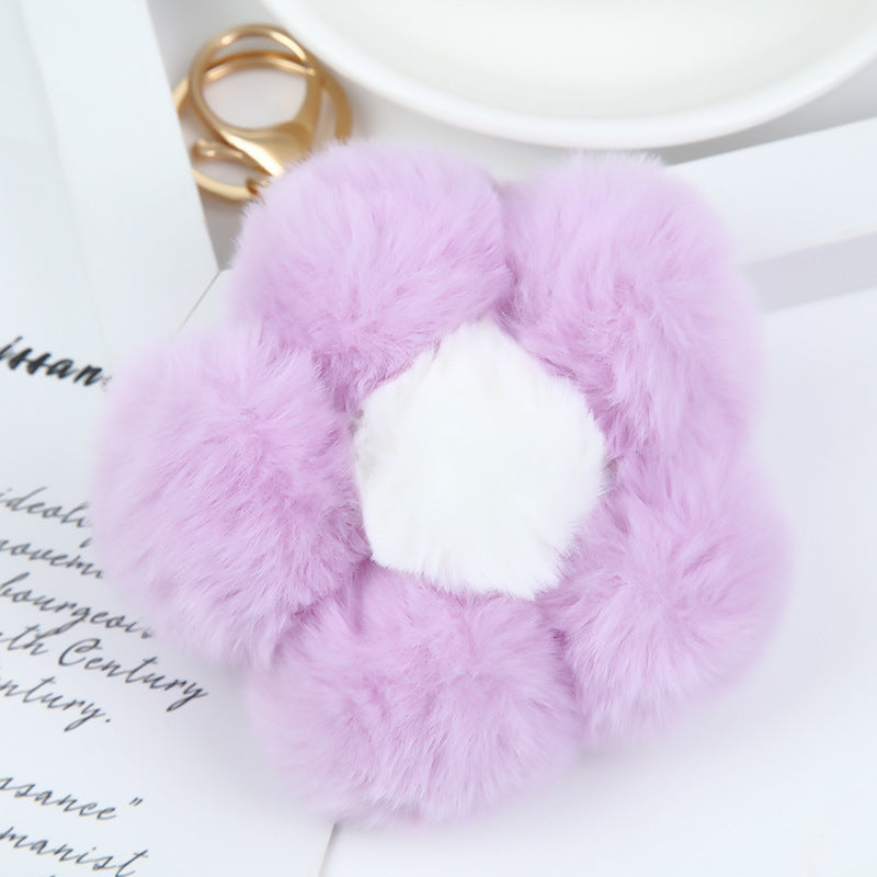 Wholesale Flower Ball Plush Small Flower Keychain