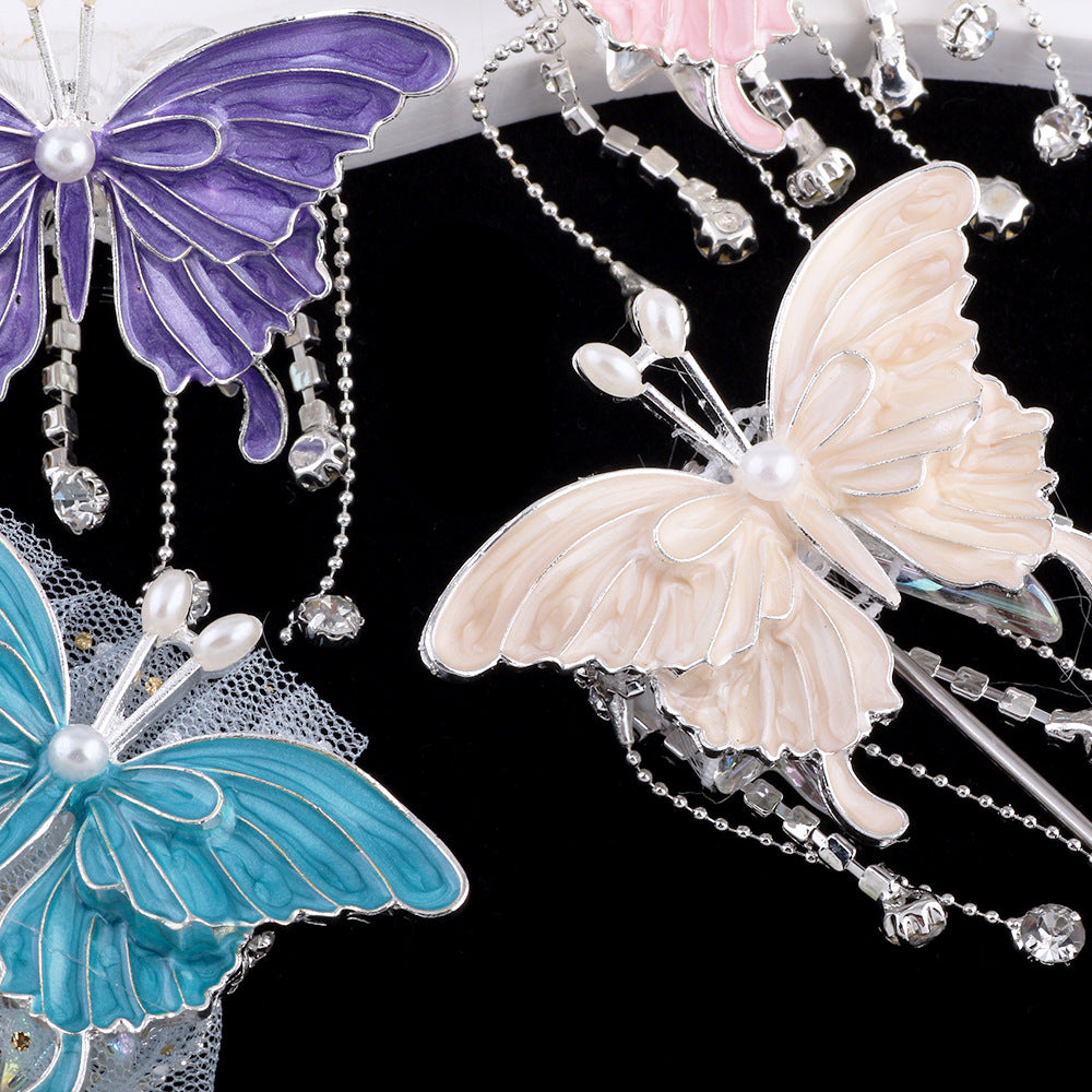 Wholesale 4pcs/pack 3D High-end Three-dimensional Butterfly Diamond Ball Can Wear Straight Hole DIY Beads