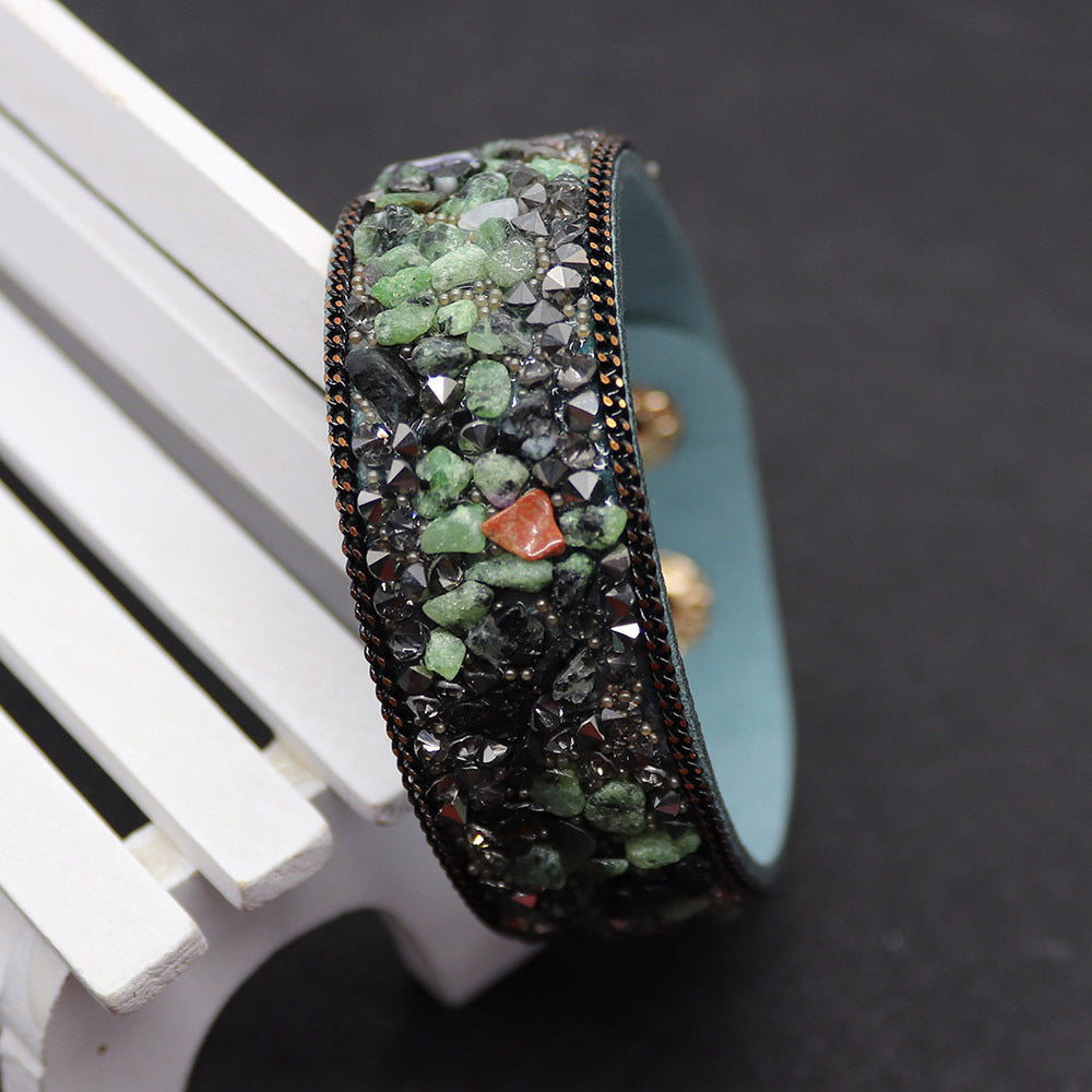 Brazalete de grava con incrustaciones de cuero al por mayor