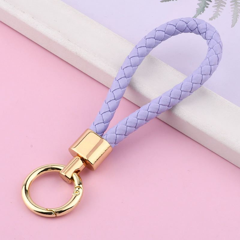 Wholesale PU Leather Woven Lanyard Keychain