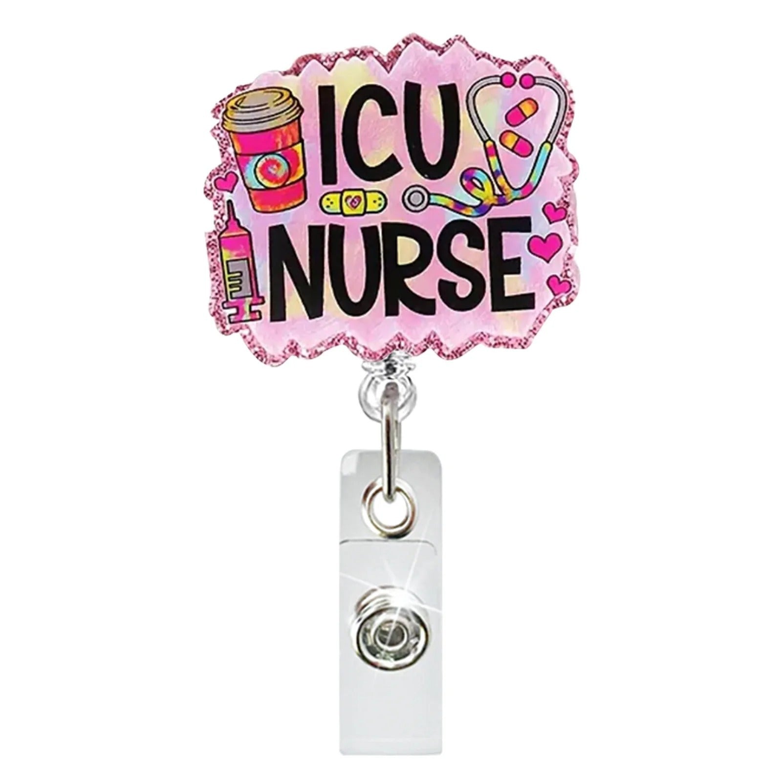 Wholesale  Hospital Staff Acrylic Badge Reel Doctor Nurse Organ Department Telescopic Easy Pull Buckle