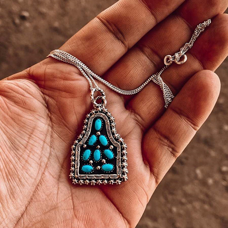 Wholesale Bohemian Turquoise Geometric Pendant Necklaces