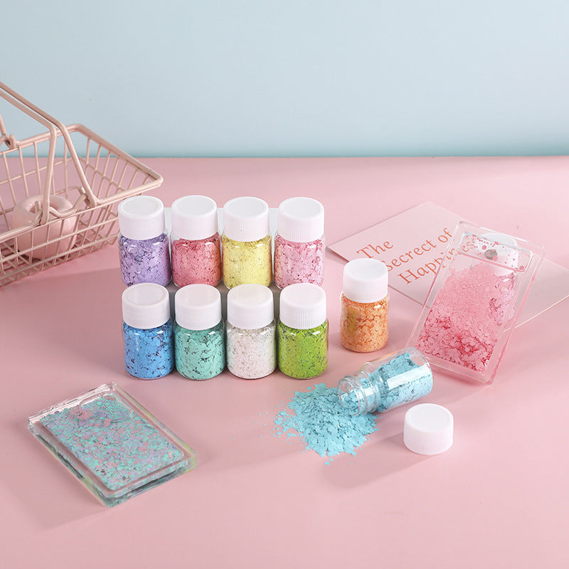 Wholesale DIY Handmade Materials Flow Linen Nail Art Macaron Mixed Glitter Matte Candy Color Hexagonal Glitter