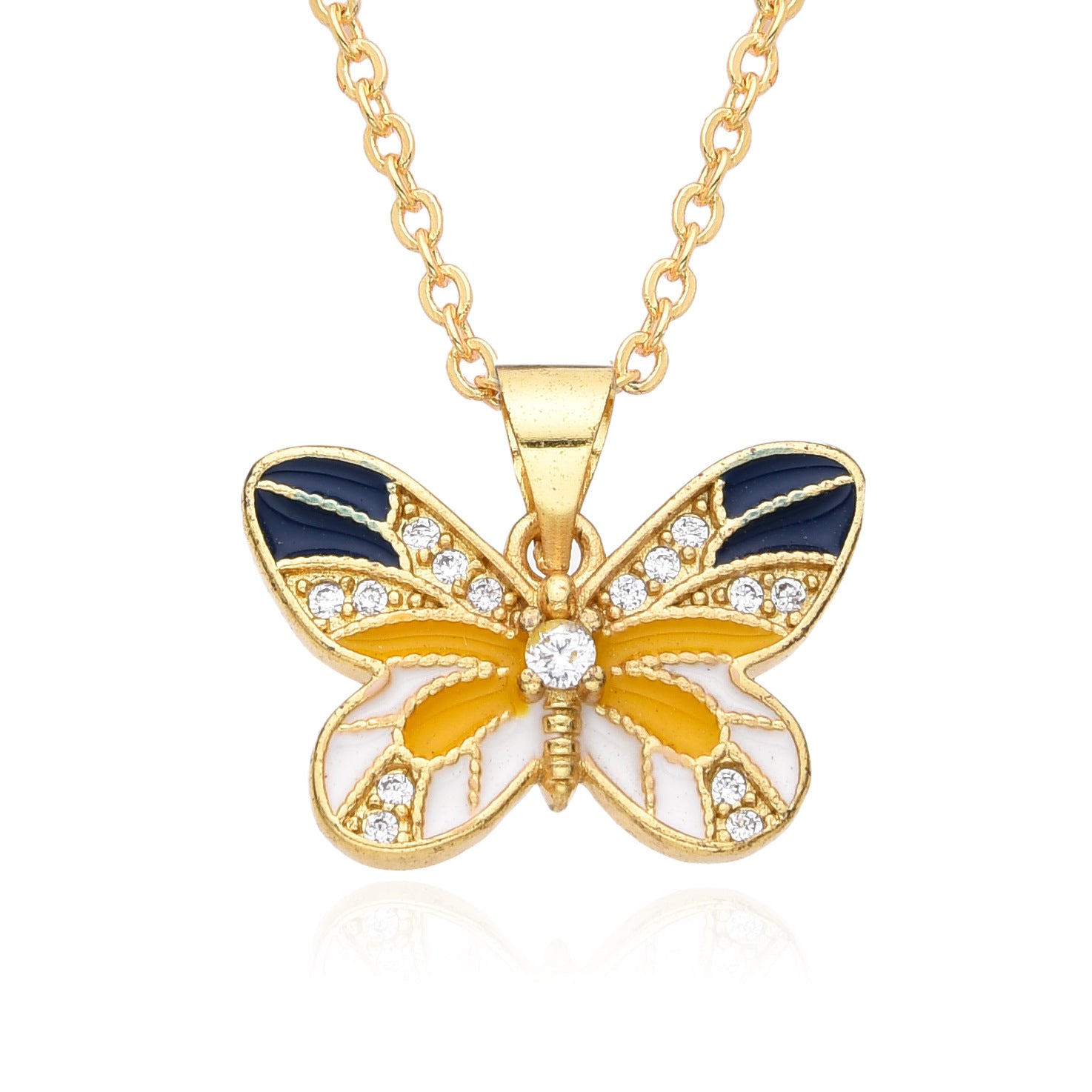 Wholesale Copper Gold Plated Butterfly Necklace Clavicle Chain