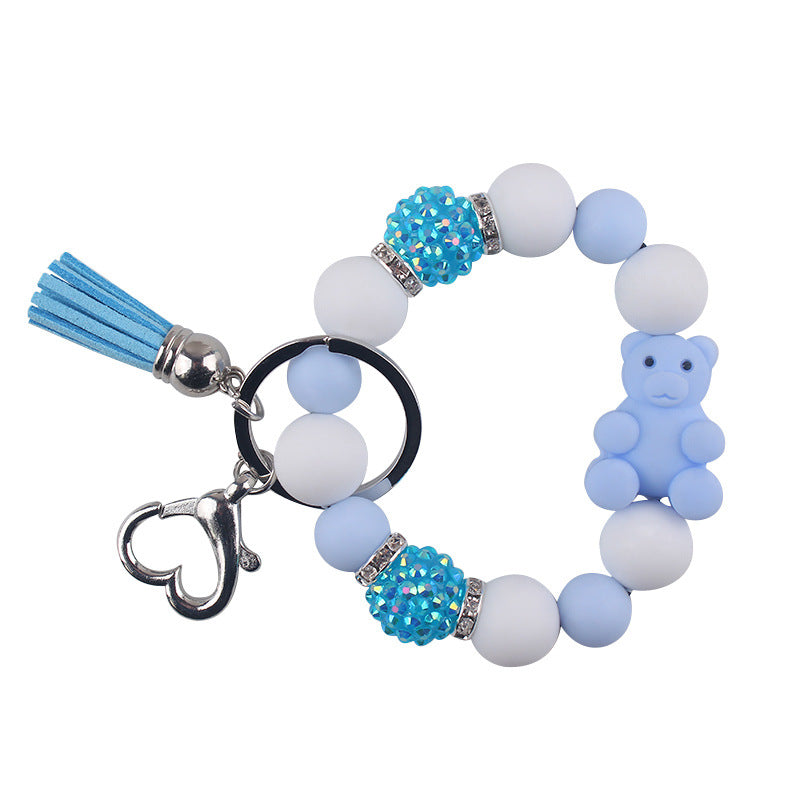 Wholesale Cartoon Silicone Three-dimensional Bear DIY Beaded Bracelet Keychain
