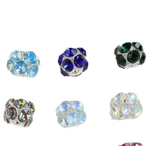 Wholesale 50PCS DIY Alloy Hollow Zircon Diamond Ball Color Rhinestone Hanging Ball