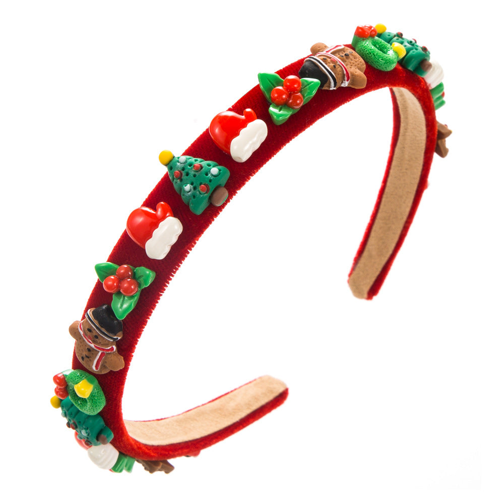 Wholesale New Christmas Simple Thin Flannel Gingerbread Man Accessories Headband