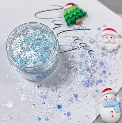 Wholesale DIY Christmas Colors Snowflake Stars Christmas Tree Flow Hemp Dropping Glue Mixed Glitter