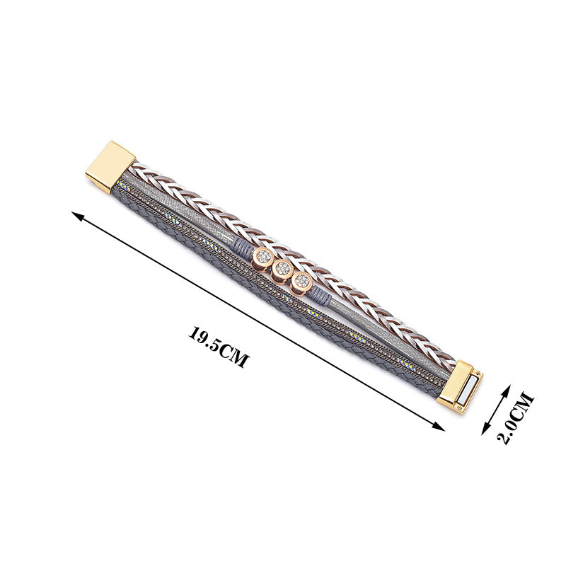 Wholesale PU leather woven bracelet,  Bohemian style bracelet