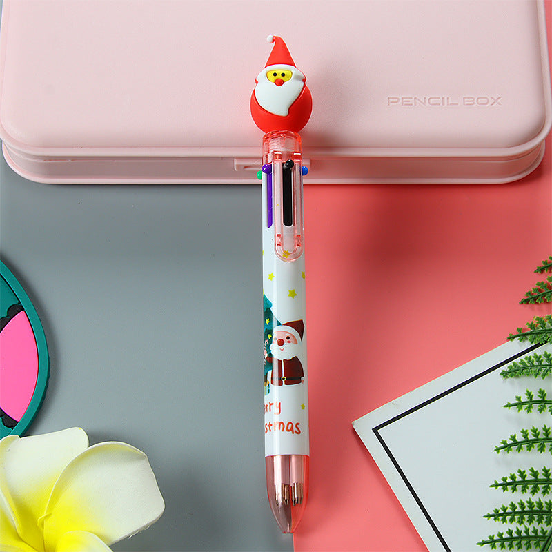Wholesale Christmas 6 Color Plastic Ballpoint Pens