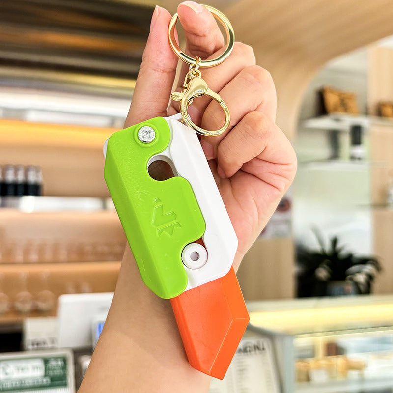 Wholesale Cartoon Quicksand Acrylic Radish Knife Decompression Toy Keychain