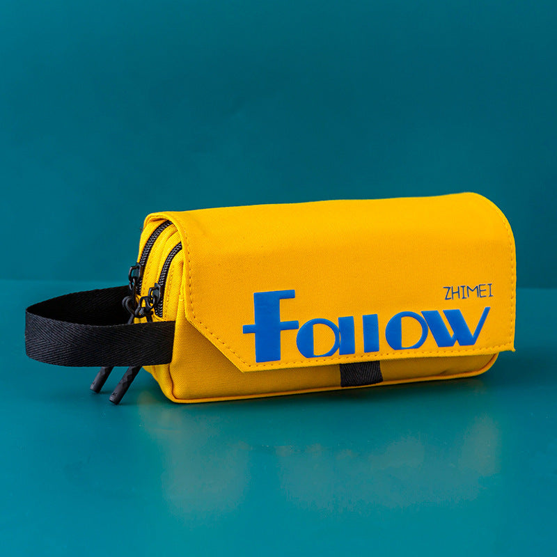 Wholesale Simple Large Capacity Solid Color Canvas Pencil Case