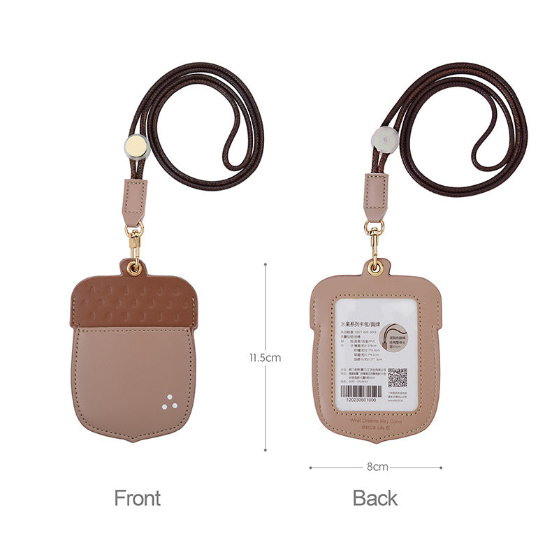 Wholesale Cartoon Fruit ID Leather Lanyard Card Holder Key Chain