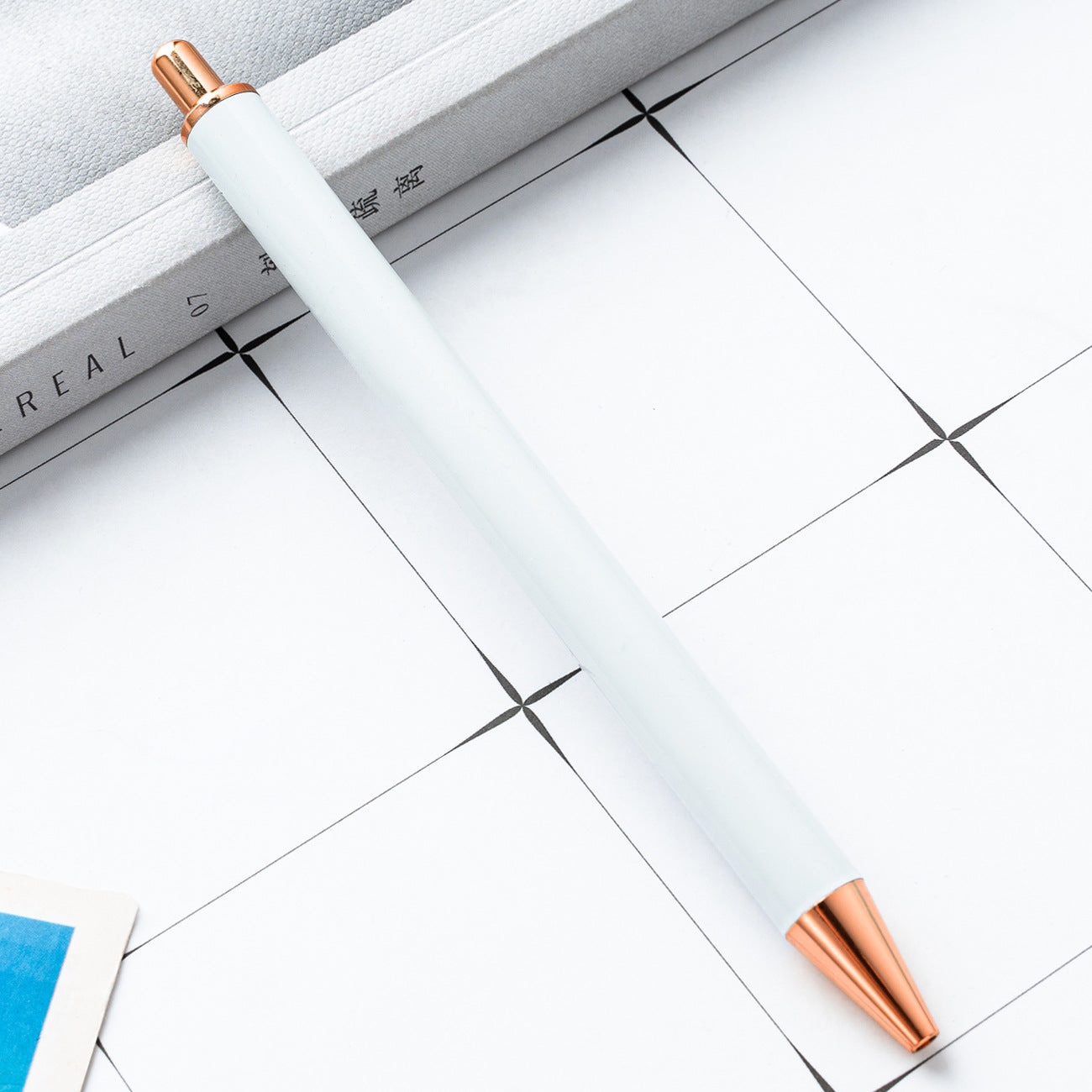 Wholesale Heat Transfer Push Metal Crystal Sticker Pen Push White Ballpoint Pen