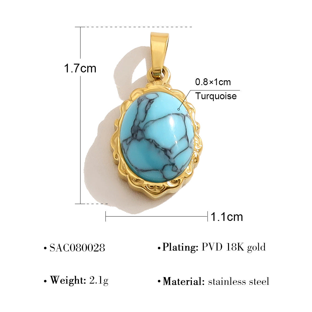 Wholesale colorful natural stone edge DIY titanium steel plated 18K gold accessories