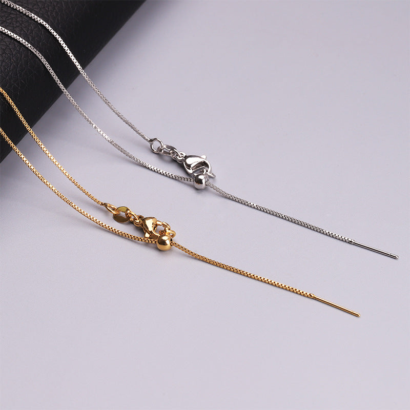 Wholesale Titanium Steel 18k Gold Vacuum Color Preserved Gold Needle Adjustable Necklaces
