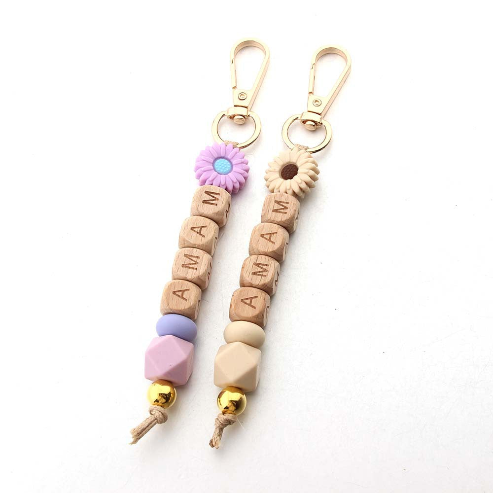 Wholesale Silicon Daisy Silicone Beads Keychain