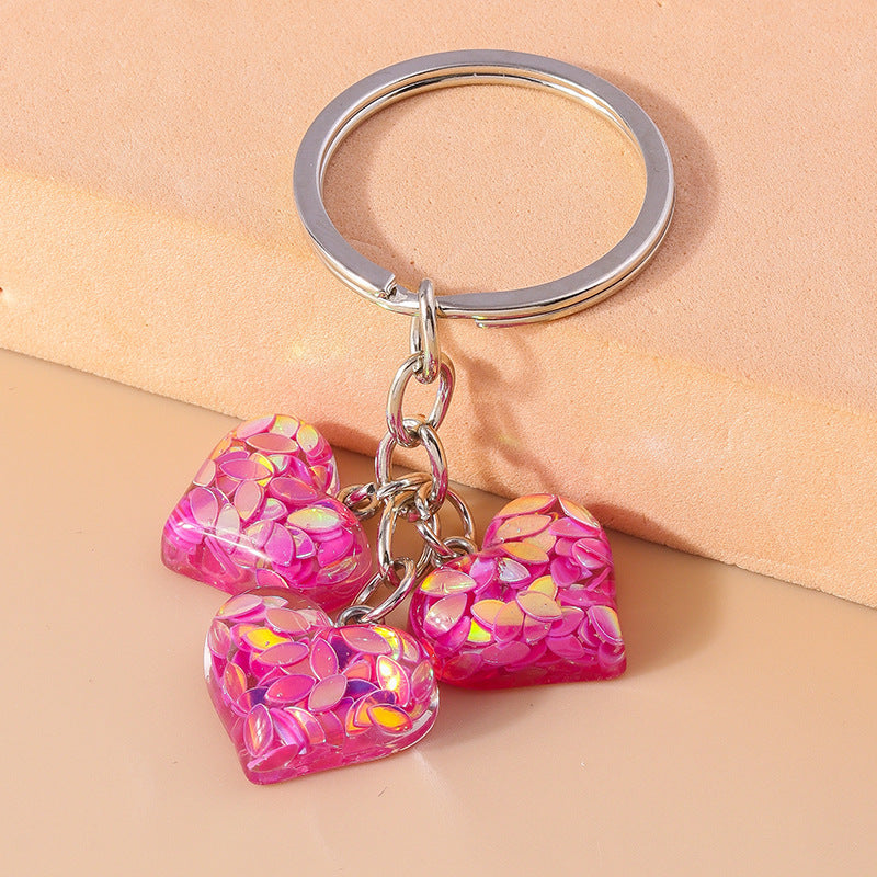 Wholesale Color Love Sequin Keychains