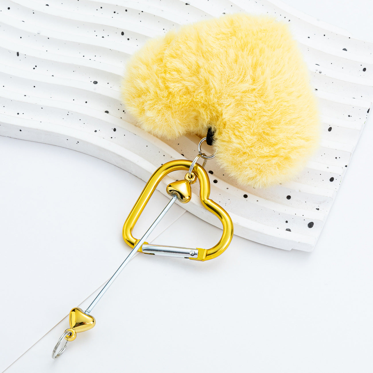 Wholesale New DIY beadable PomPom love mountaineering buckle plush keychains