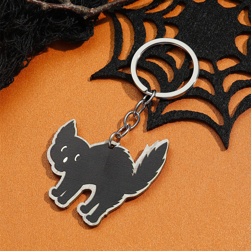 Wholesale Halloween Bat Pumpkin Spooky Spider Skull Cat Wooden Keychain