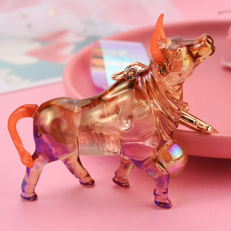 Wholesale acrylic colorful zodiac cow doll machine pendant car keychain